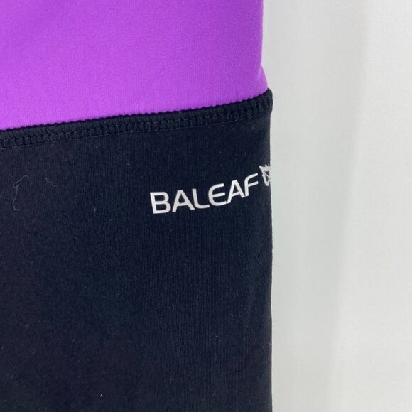 Baleaf Black & Purple Cropped Midrise athletic exercise Legging womens m - Picture 2 of 6